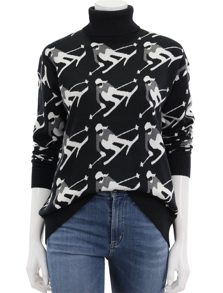 Front view of Alp N Rock's desi ski sweater in black.