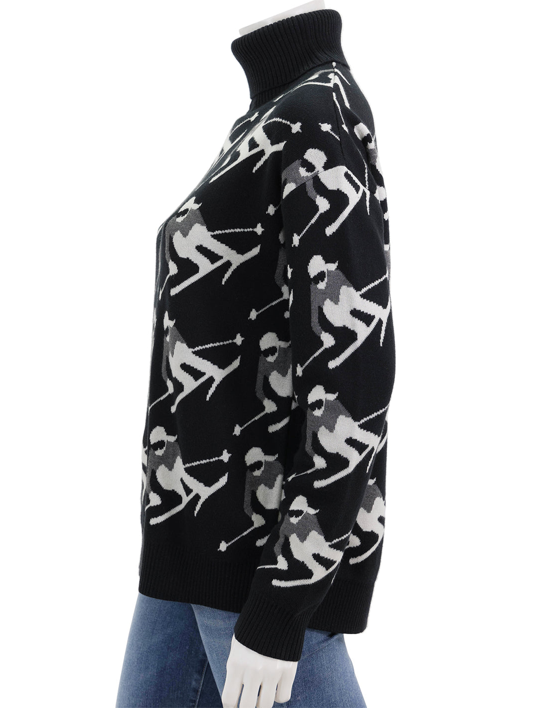Side view of Alp N Rock's desi ski sweater in black.