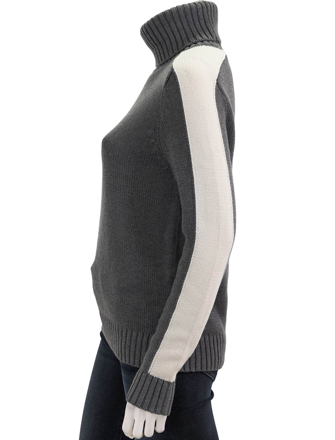 Side view of Alp N Rock's killian sweater in heather grey.