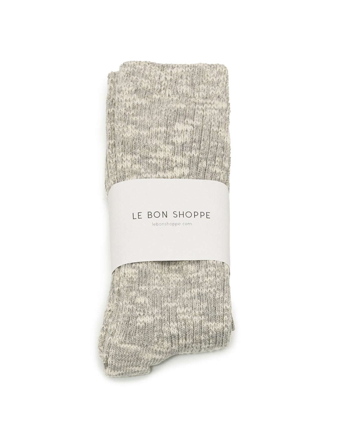 Overhead view of Le Bon Shoppe's cottage socks in heather grey.