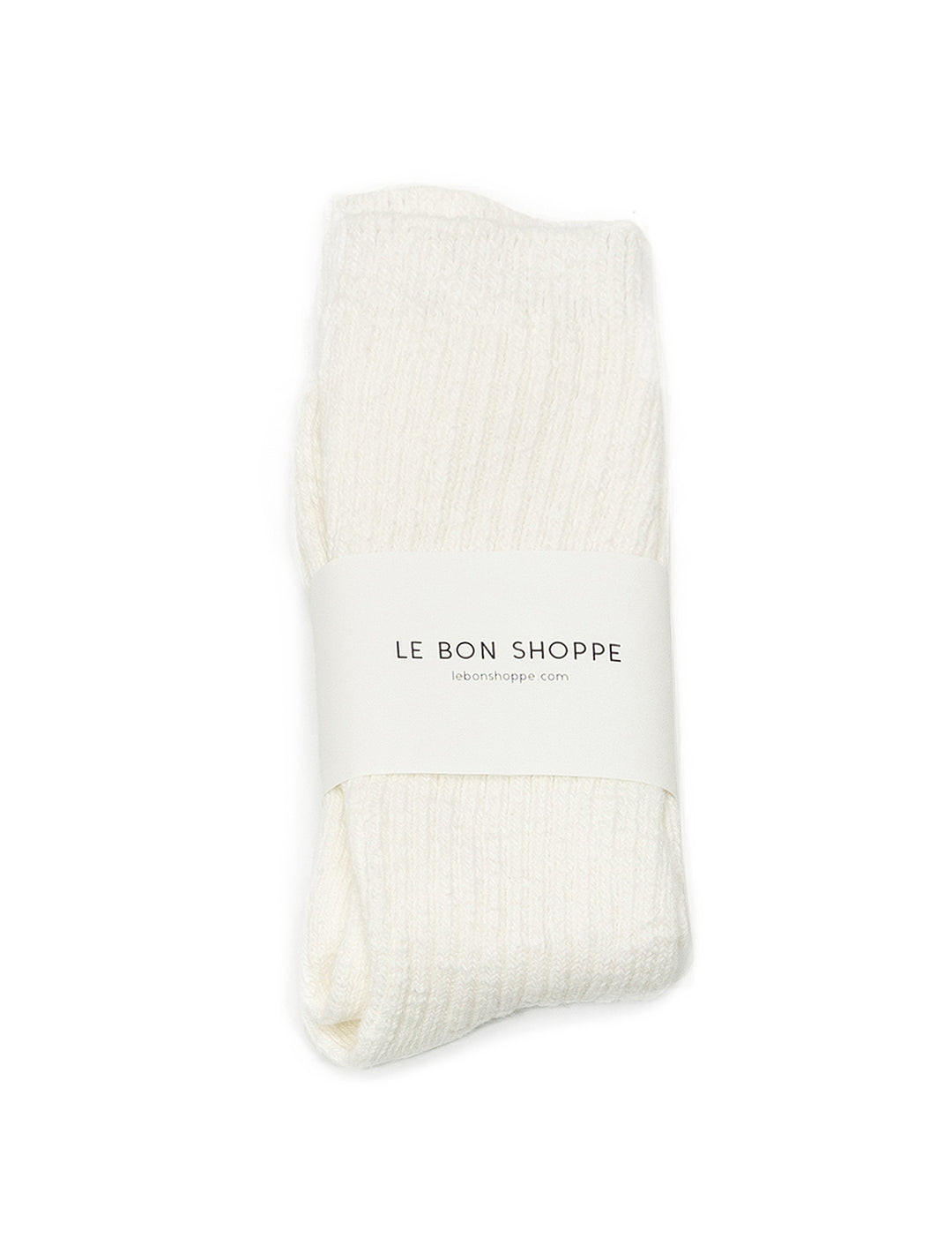 Front view of Le Bon Shoppe's cottage socks in white linen.