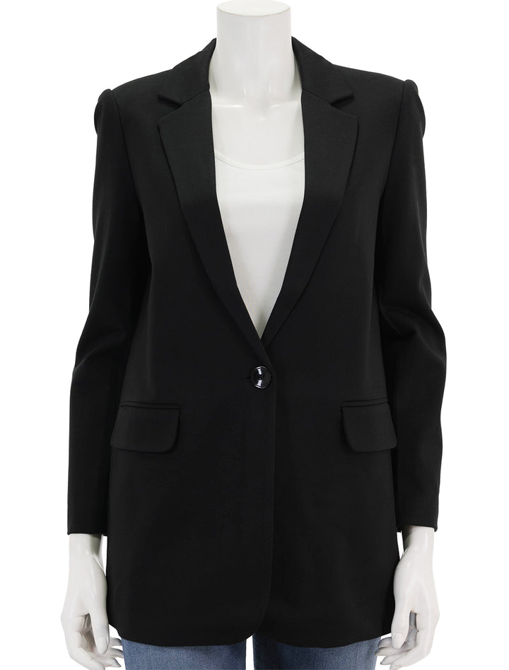 Front view of Sundays NYC's gibson blazer in black, buttoned.