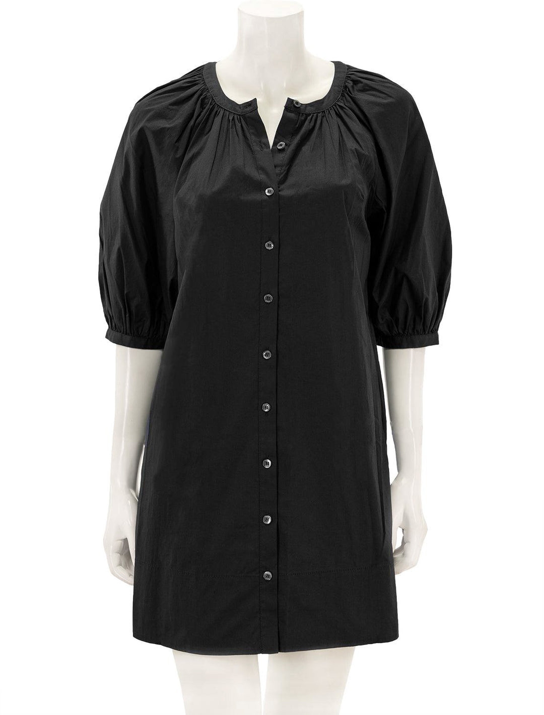 Front view of Staud's mini vincent dress in black.