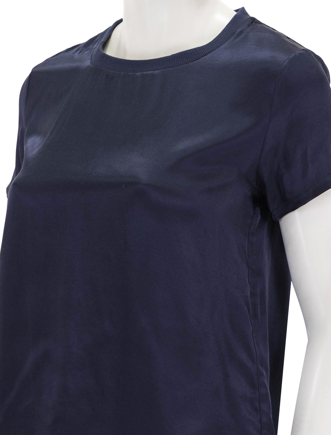 Close-up view of Nation LTD's marie boxy crop top in it's navy.