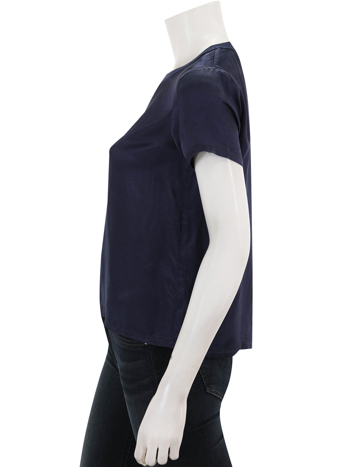 Side view of Nation LTD's marie boxy crop top in it's navy.
