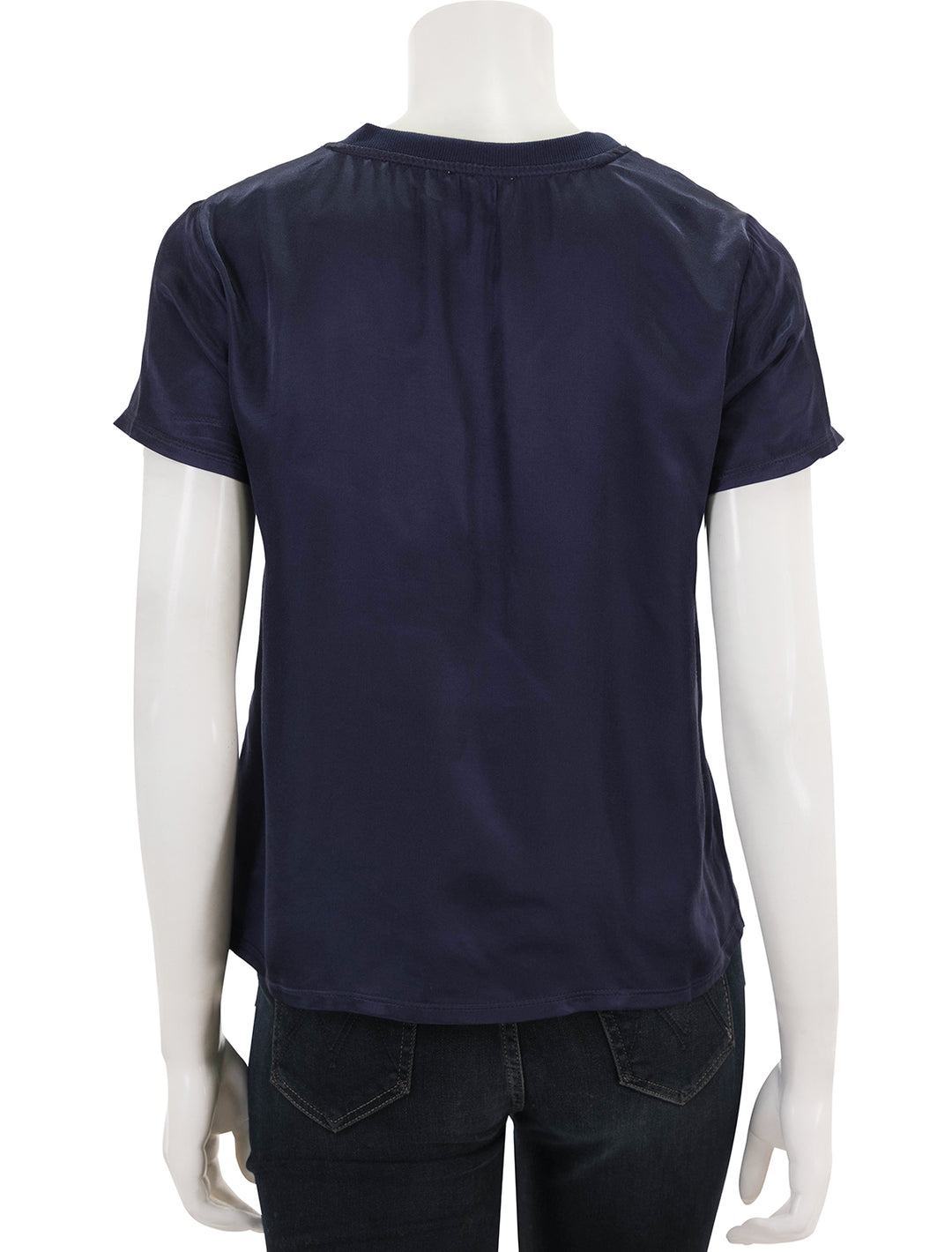 Back view of Nation LTD's marie boxy crop top in it's navy.