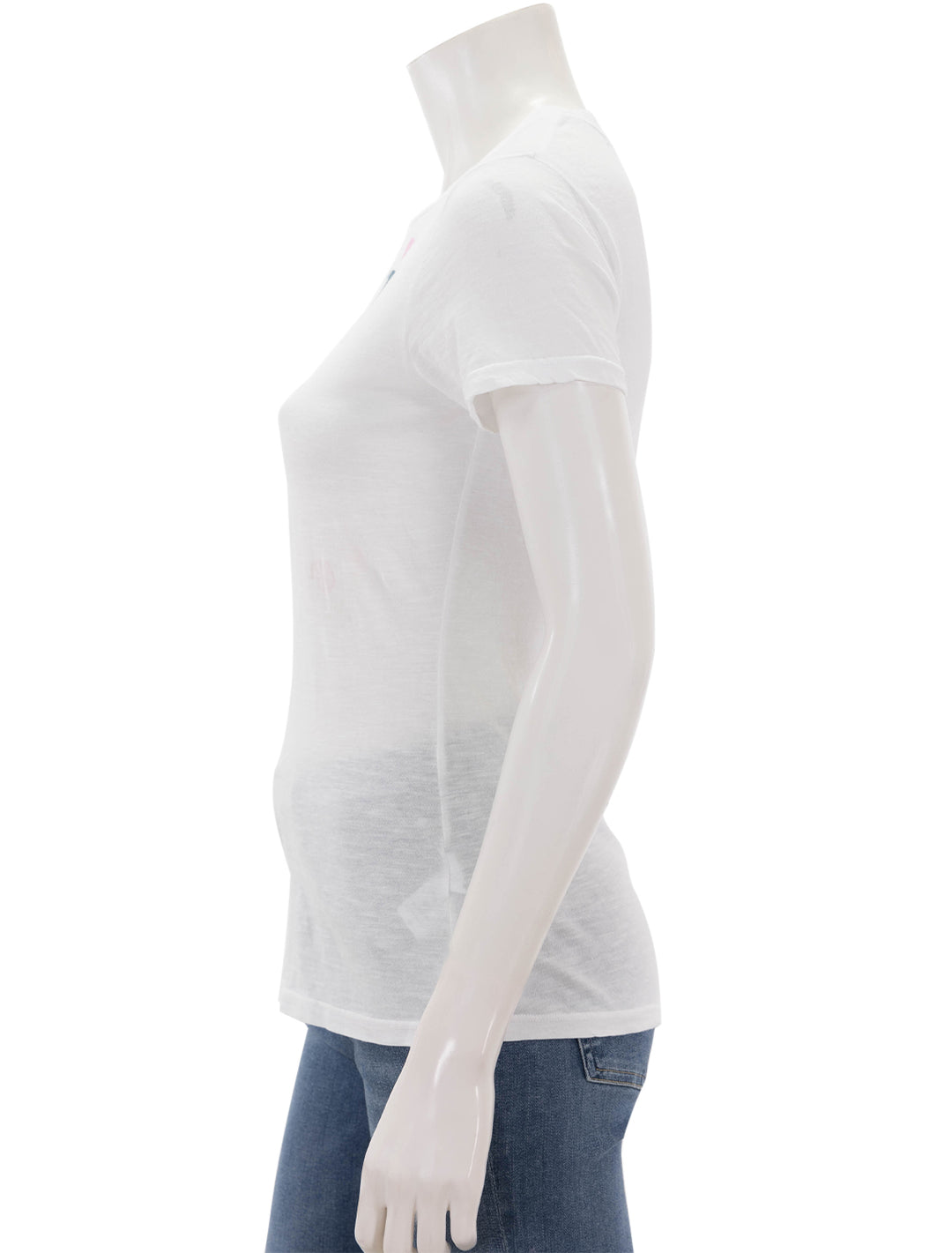 Side view of Sundry's oui tee in white.