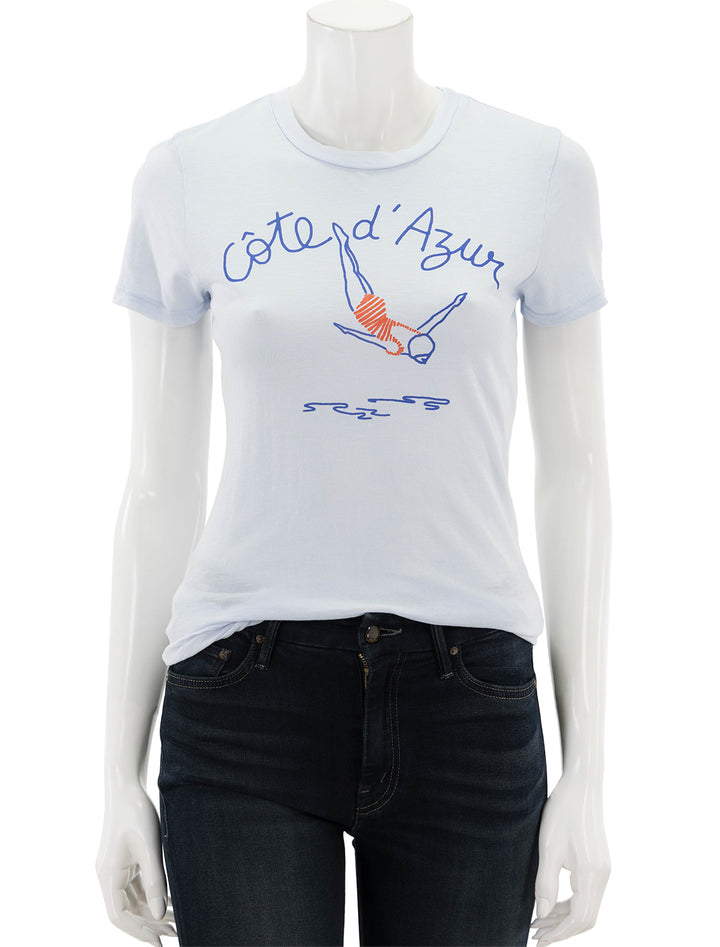 Front view of Sundry's cote d'azur boy tee in pigment skylight.