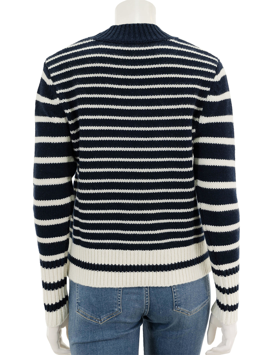 Back view of KULE's the brandy in navy and white stripe.