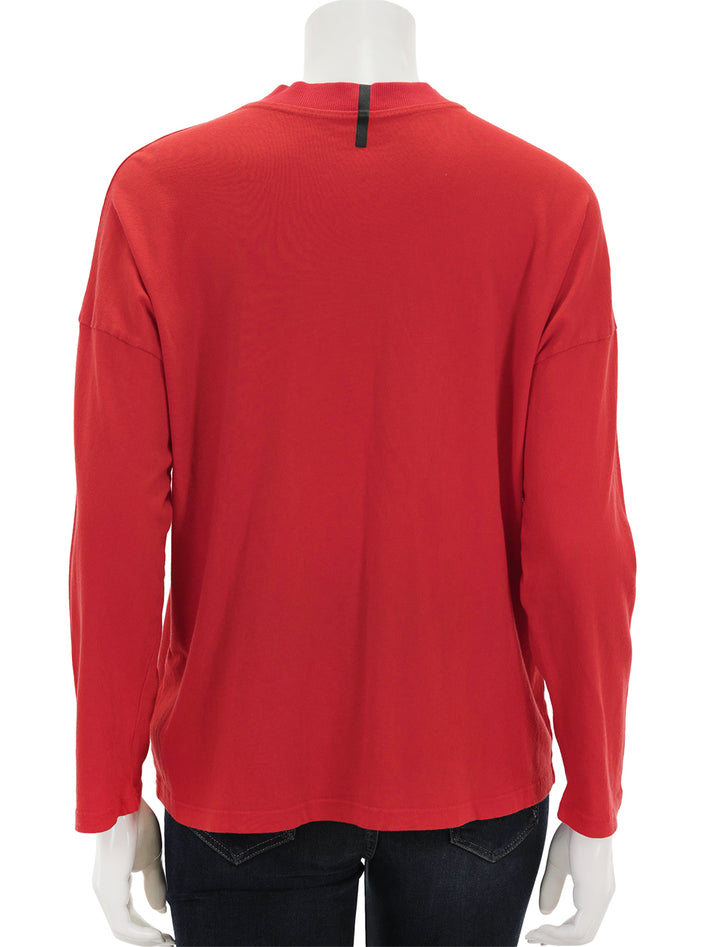 Back view of ASKK NY's long sleeve tee in cherry red.