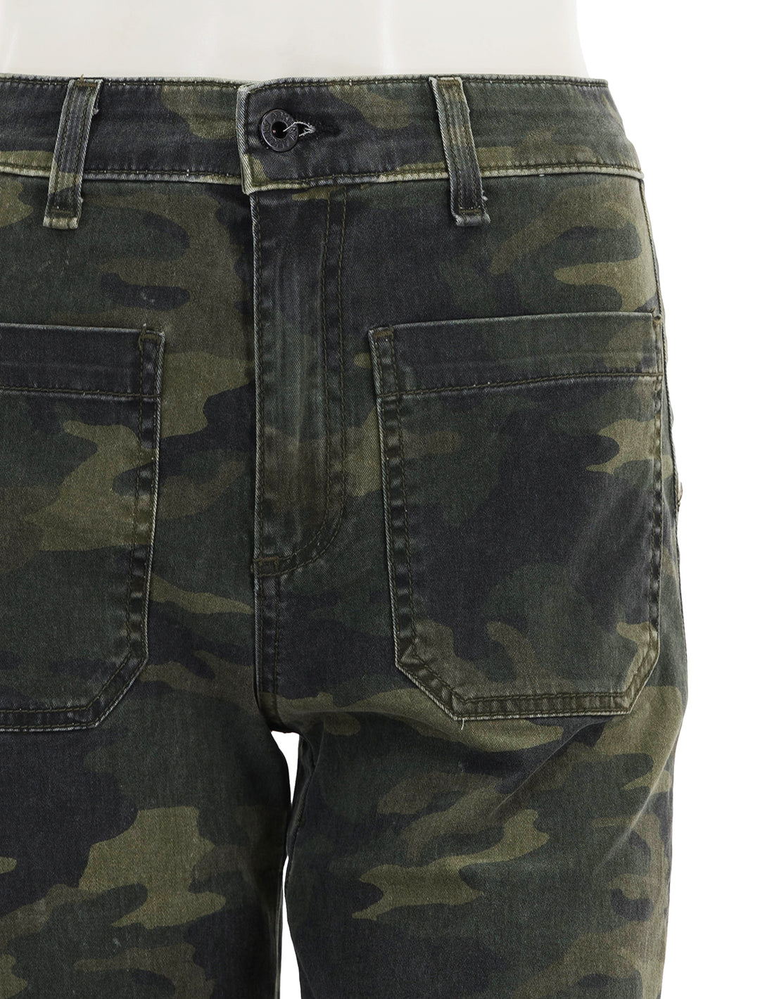 close up view of sailor pant in camo