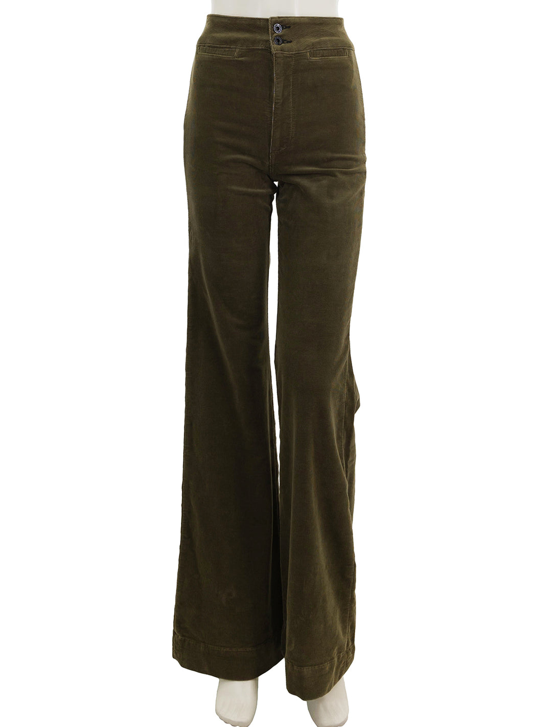 front view of brighton wide leg cord in army