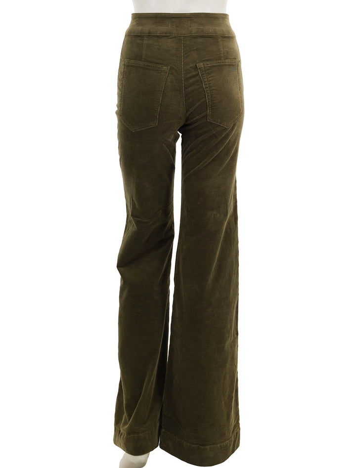 back view of brighton wide leg cord in army
