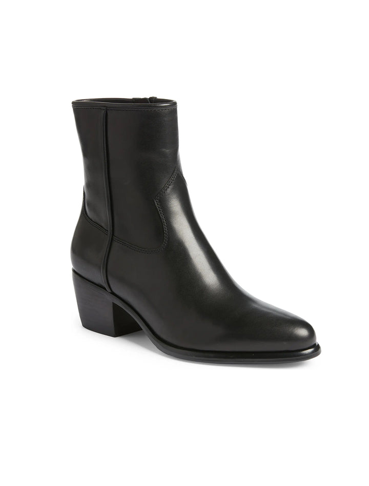 Front angle view of Rag & Bone's mustang boots in black.