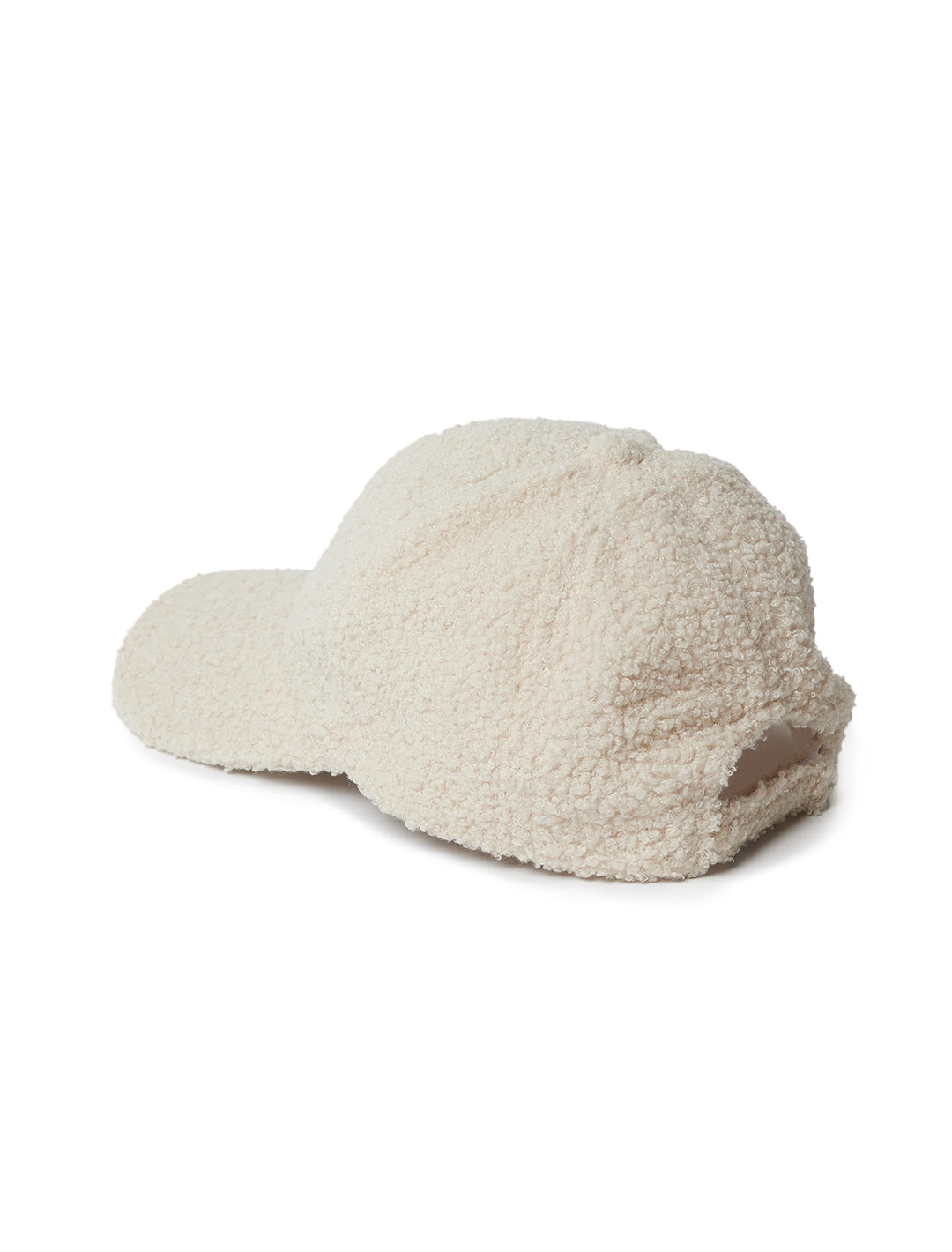 Back angle view of Hat Attack's sherpa cap in parchment.