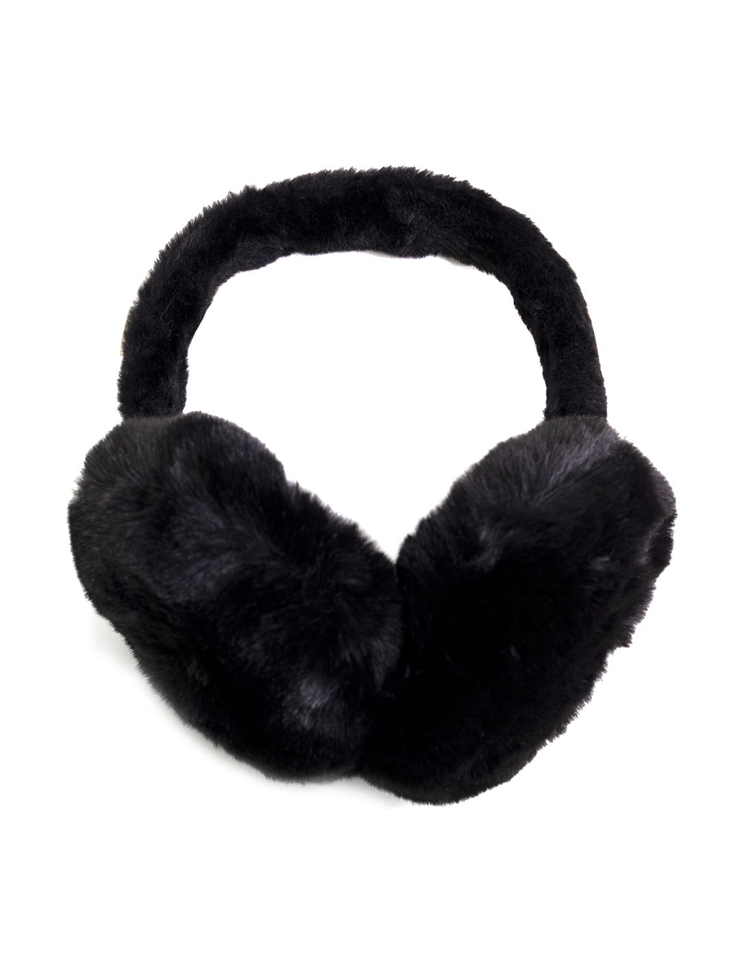 Overhead view of Hat Attack's oversized faux fur earmuffs.
