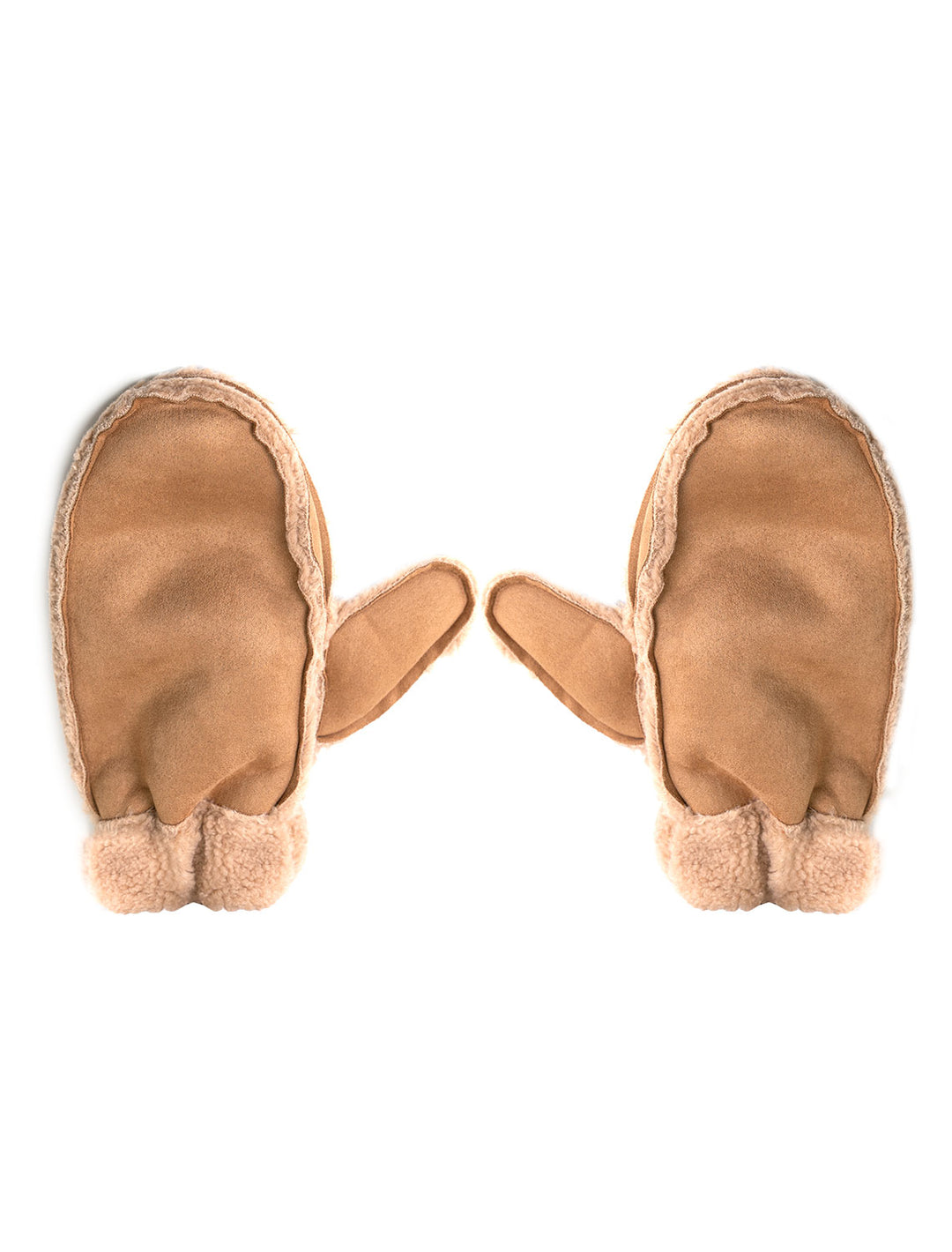 Overhead view of Hat Attack's sherpa cuff mitten in natural.