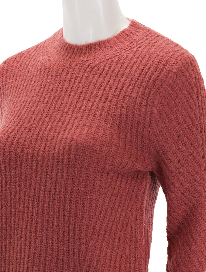 close up view of ryan pullover sweater in rhubarb