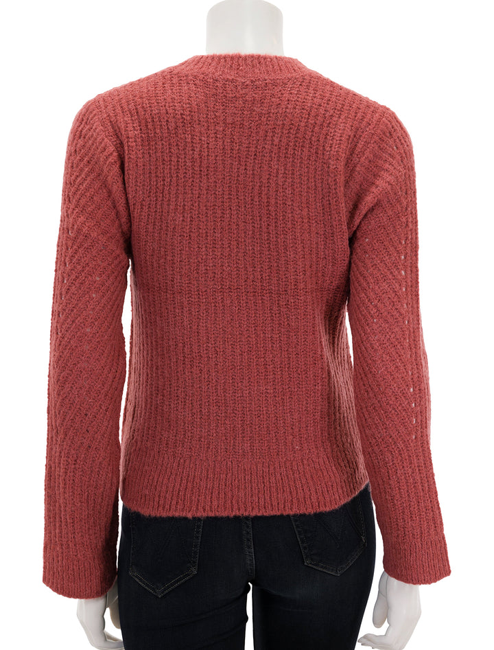 back view of ryan pullover sweater in rhubarb