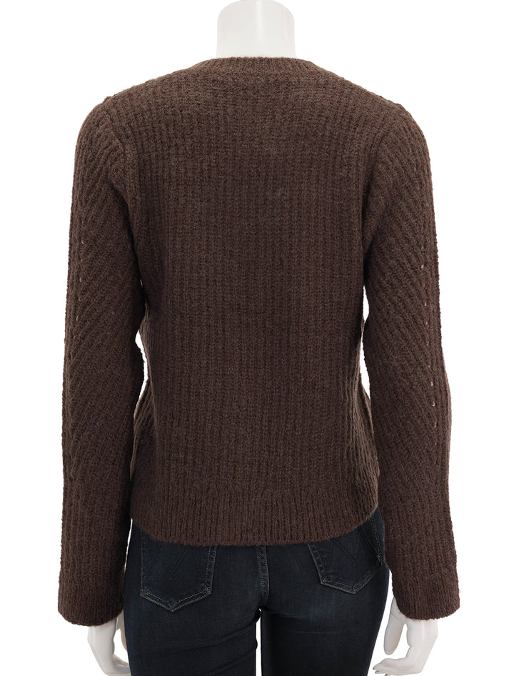 back view of cosmo cardigan in chocolate