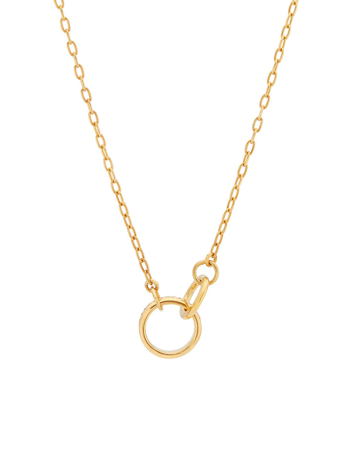 Front view of Anna Beck's intertwined circles charity necklace in gold.