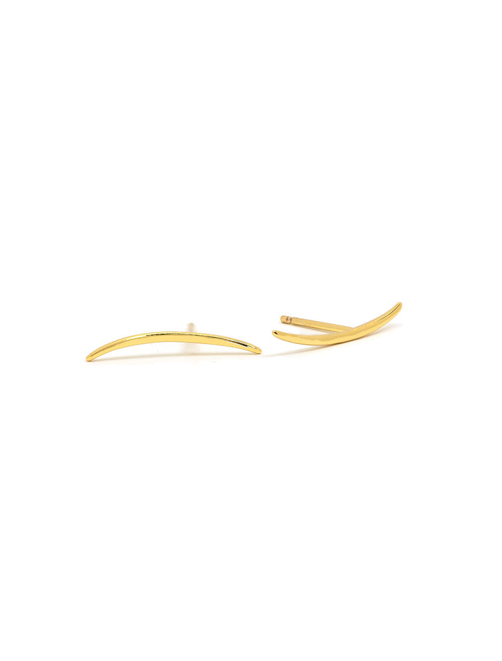 Front view of Tai Jewelry's Gold Curved Bar Studs.