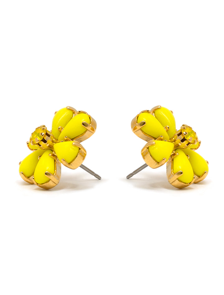 Stylized laydown of Elizabeth Cole's briar earrings in yellow.