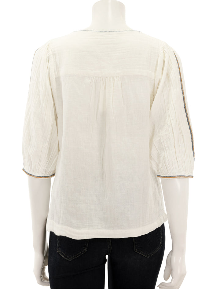 Back view of M.A.B.E.'s vivien embroidered top in ecru.