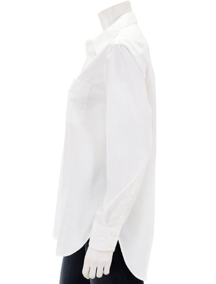 Side view of Rag & Bone's maxine button down shirt in white.
