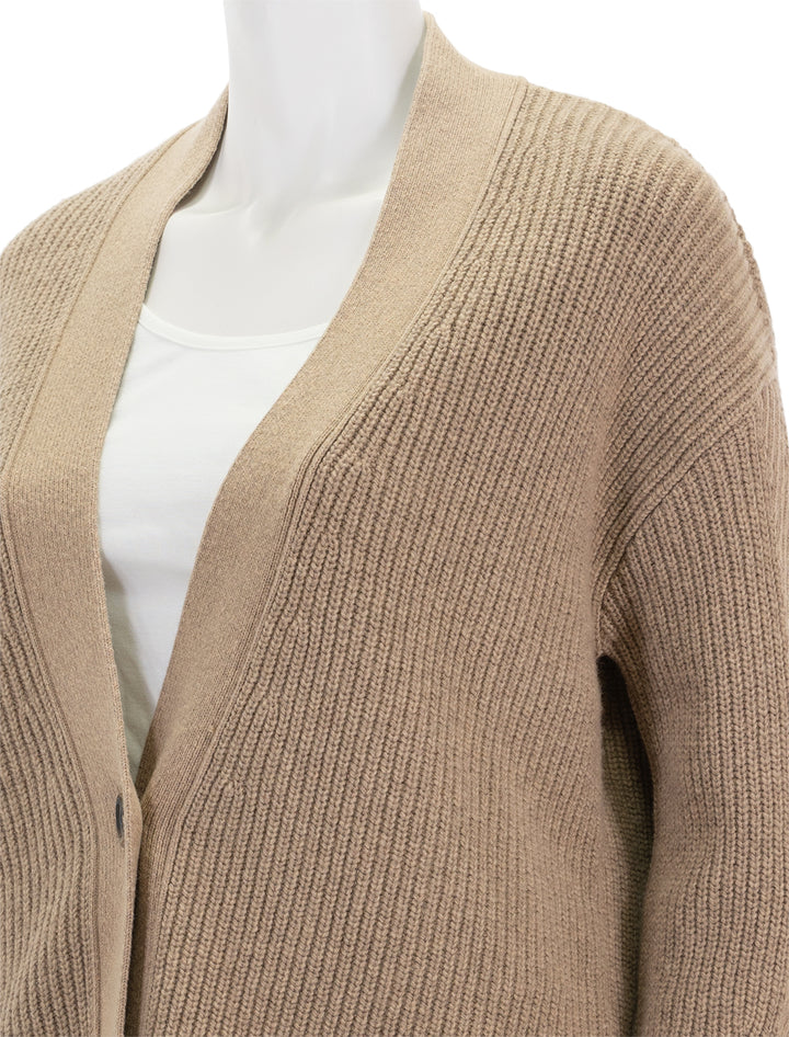 Close-up view of Barbour's catherine cardi in sepia.