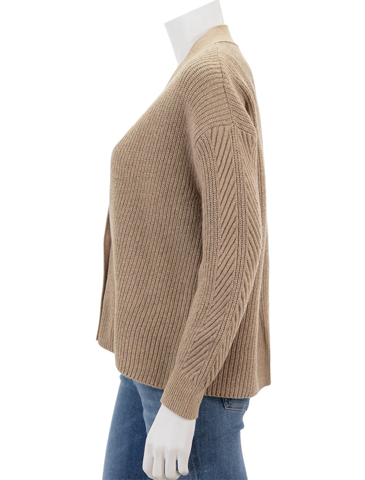 Side view of Barbour's catherine cardi in sepia.
