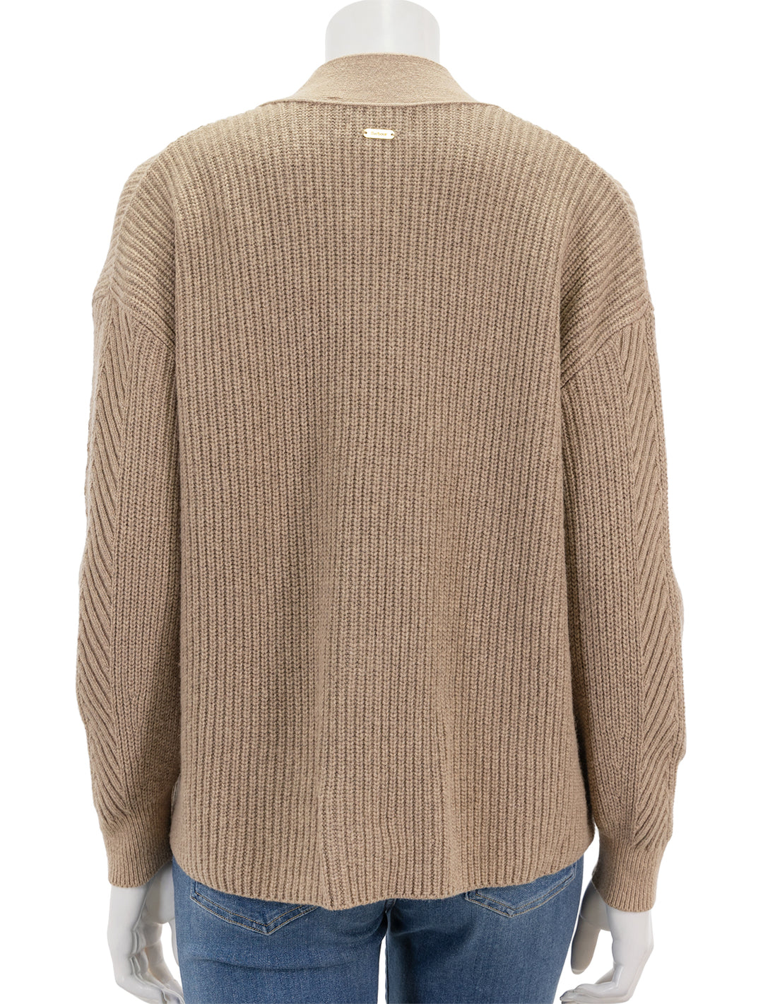 Back view of Barbour's catherine cardi in sepia.