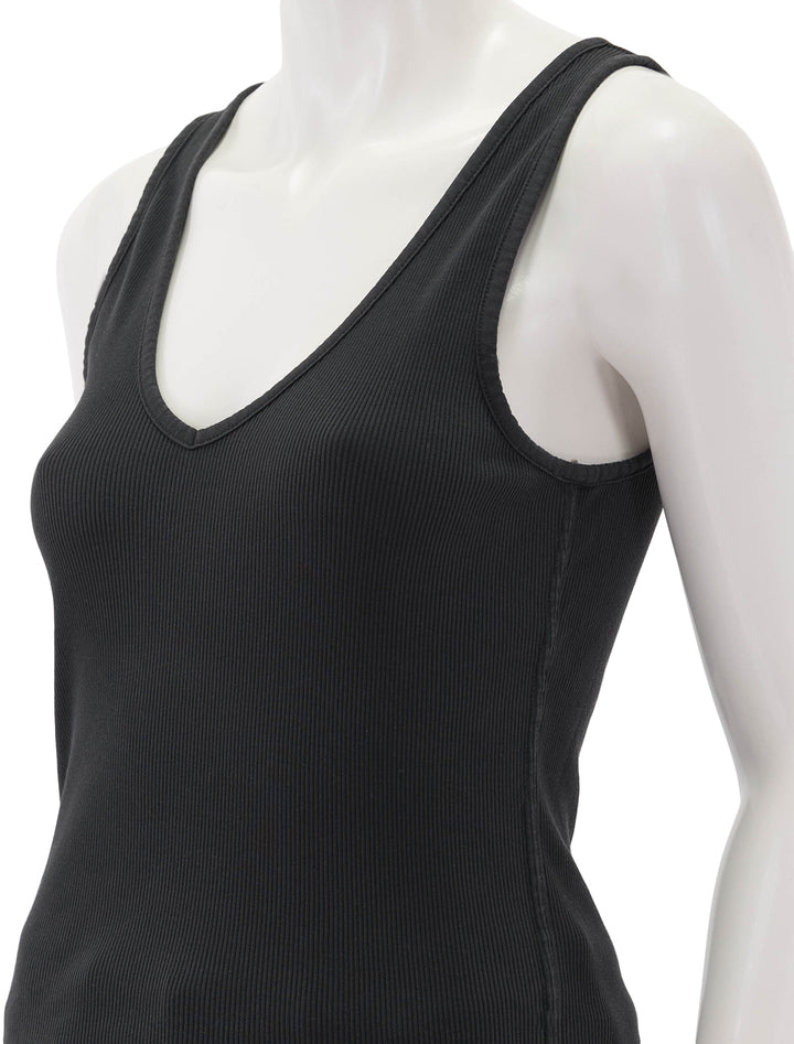 Close-up view of AMO's deeply tank in vintage black.