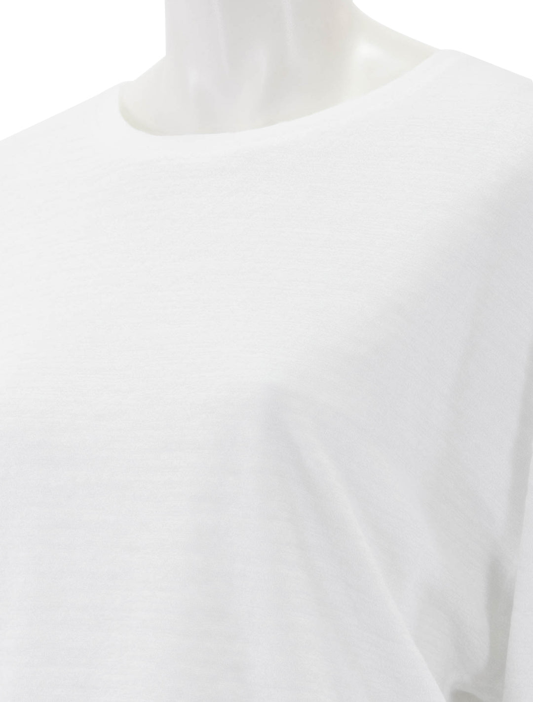 Close-up view of AMO's easy sweatshirt in white.