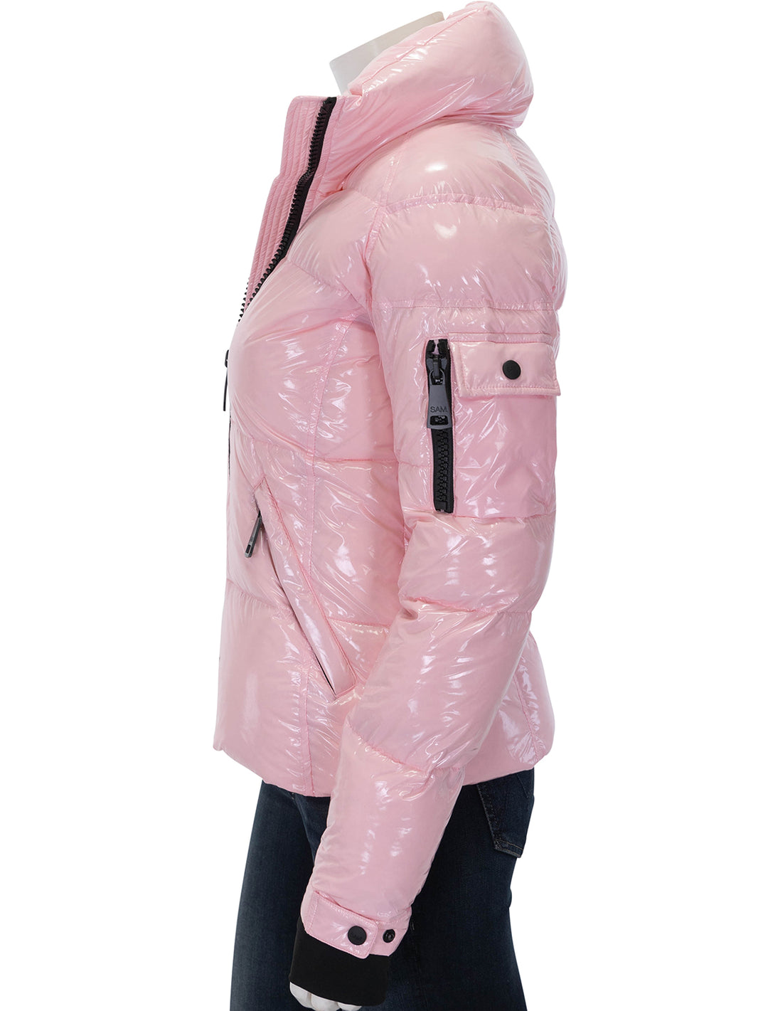 Side view of SAM's freestyle jacket in cotton candy.