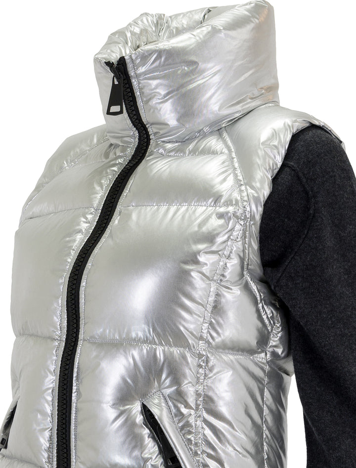 Close-up view of SAM's freedom vest in silver.