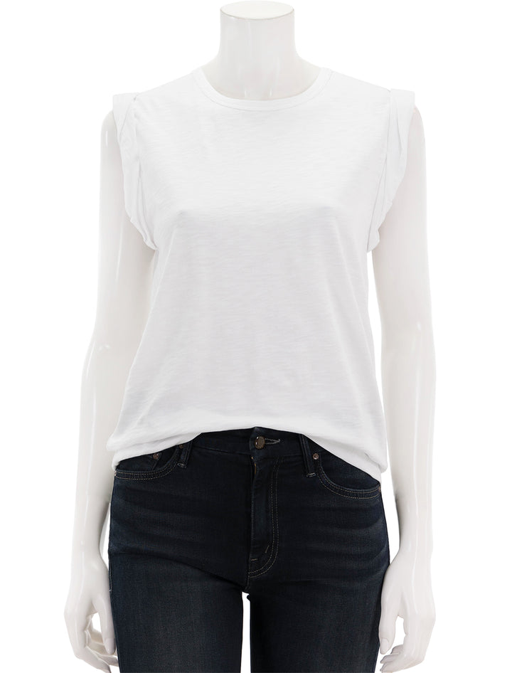 Front view of Veronica Beard's dree muscle tee in white.