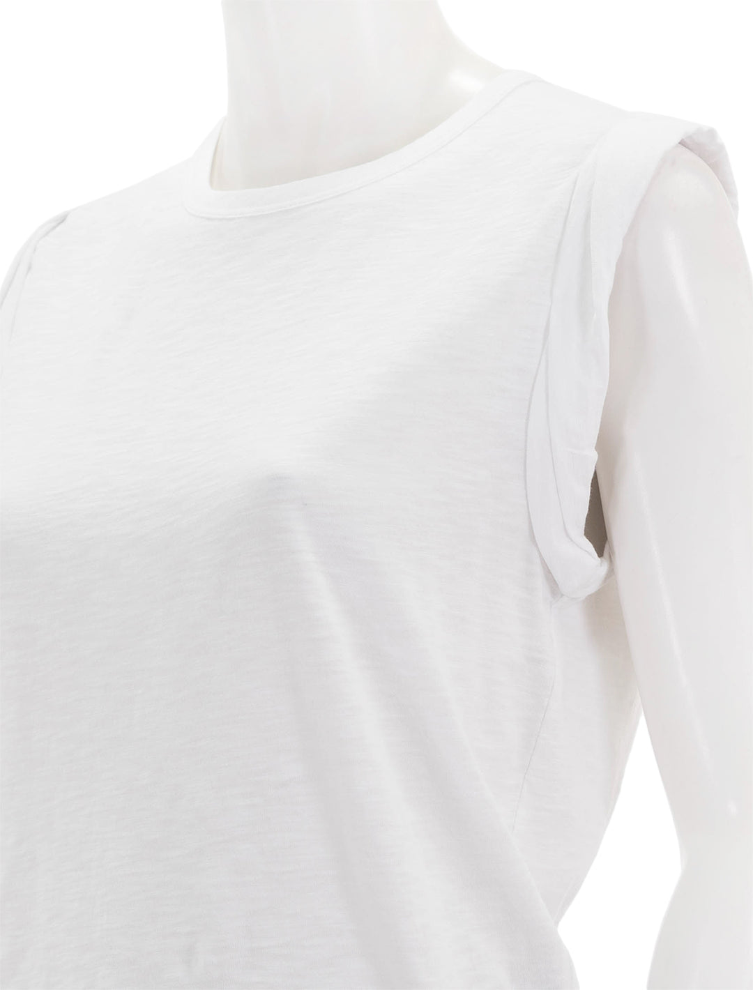 Close-up view of Veronica Beard's dree muscle tee in white.