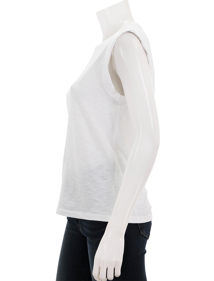 Side view of Veronica Beard's dree muscle tee in white.