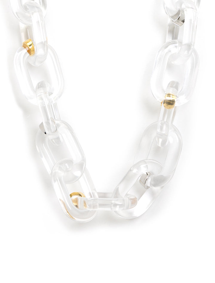 Front view of Pono's sara resin necklace | platinum.