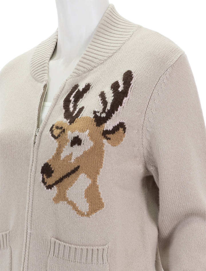 Close-up view of KULE's the rudy cardigan.