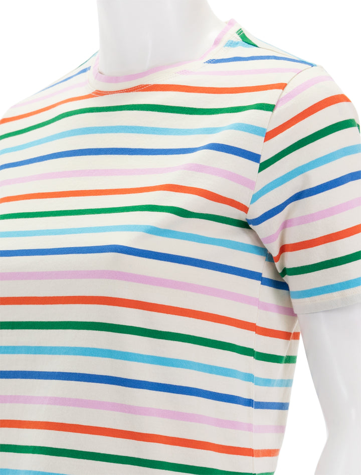 Close-up view of KULE's the modern tee in rainbow.