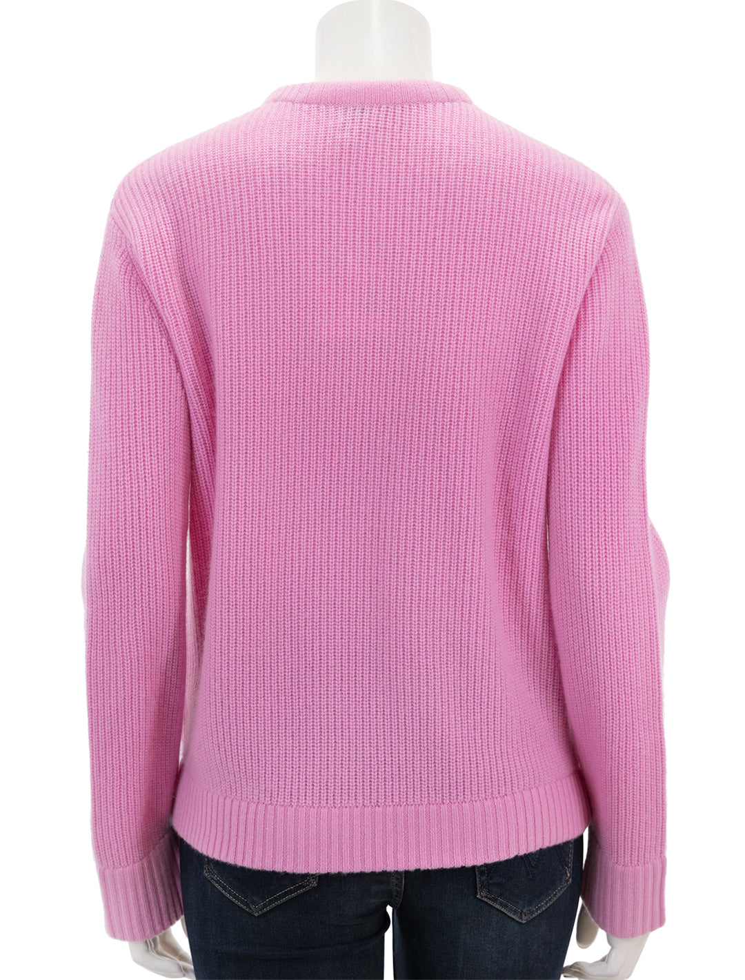 Back view of KULE's the alden sweater in pink.