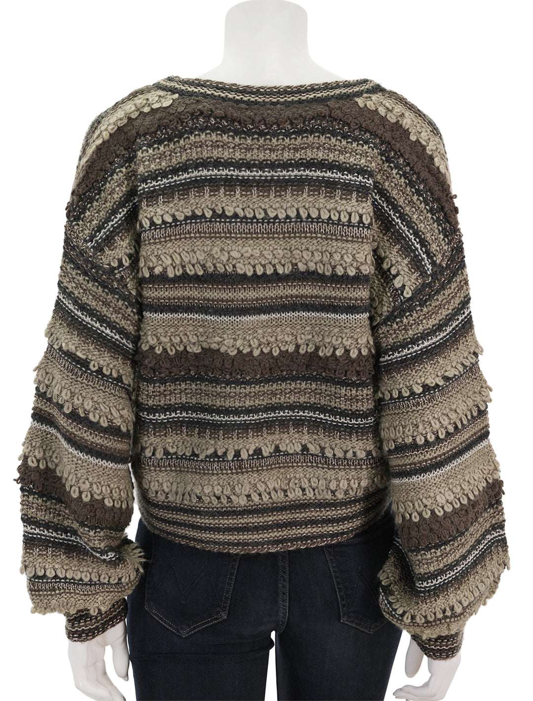 Back view of L'agence's harriet blouson sleeve cardigan.