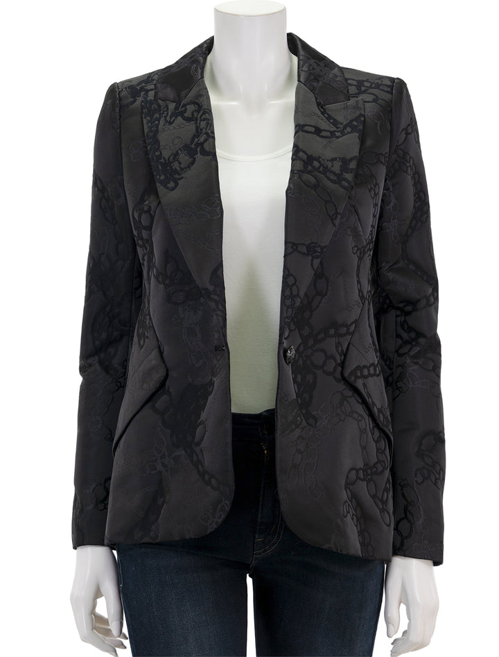 Front view of L'agence's chamberlin blazer in black multi chain.