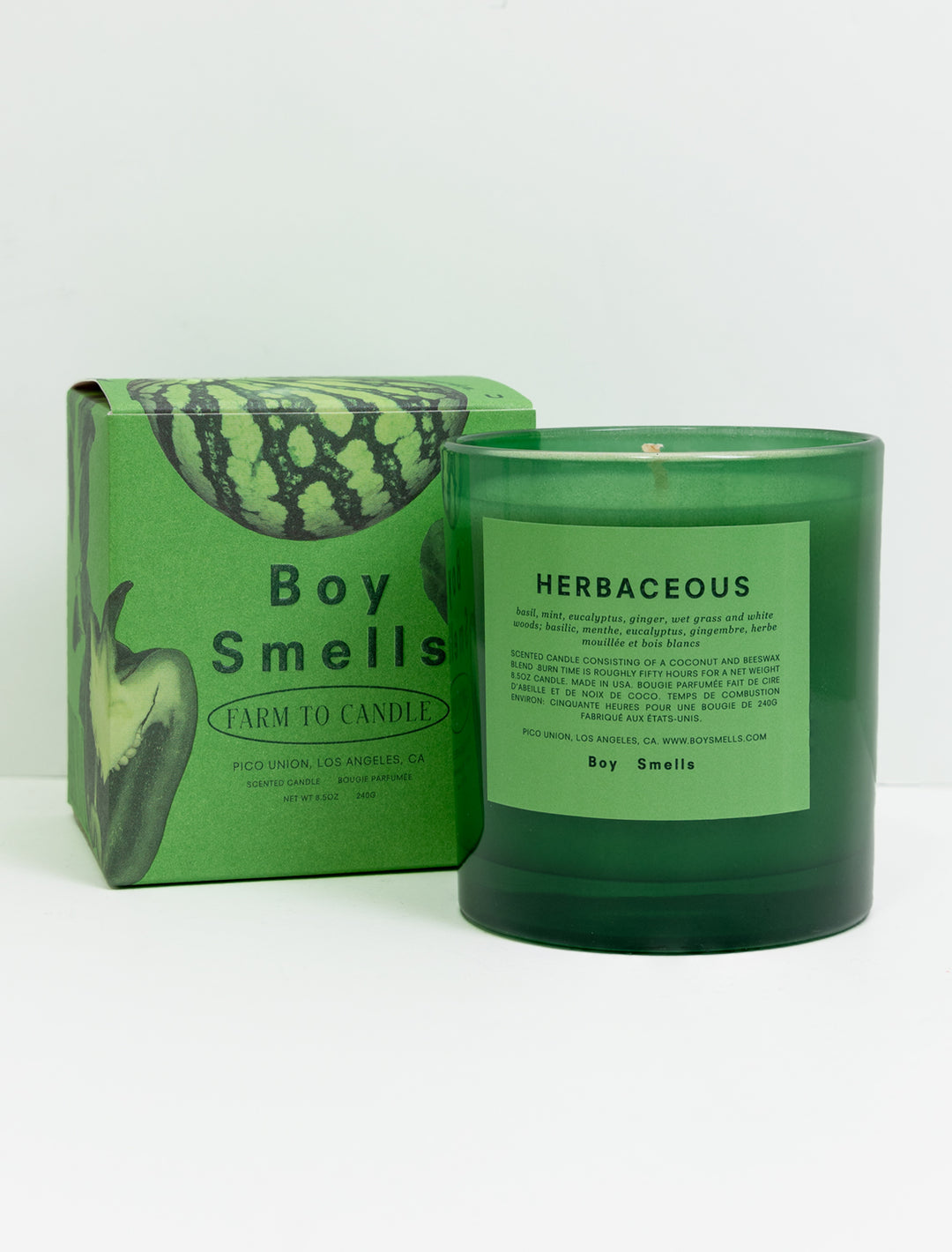 Product packaging of Boy Smells' farm to candle | herbaceous.