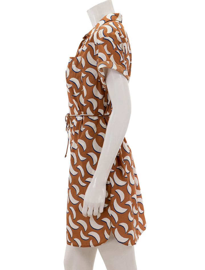 Side view of Lilla P.'s short sleeve shirt dress in adobe print