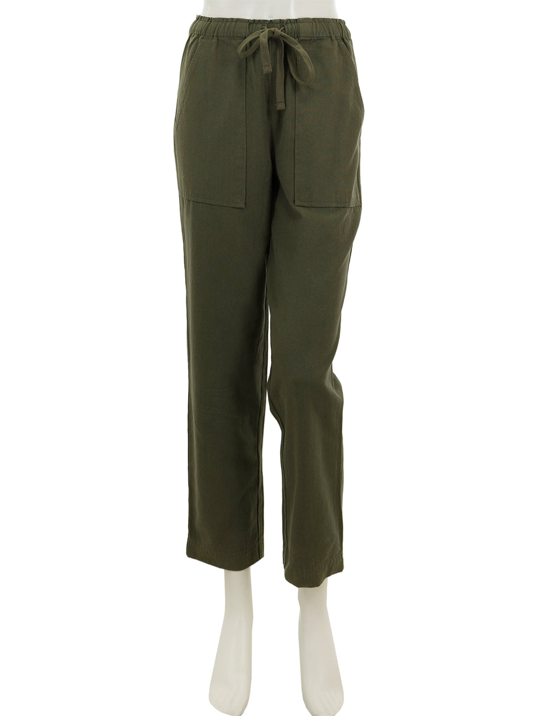 Front view of Lilla P.'s utility pants in army.