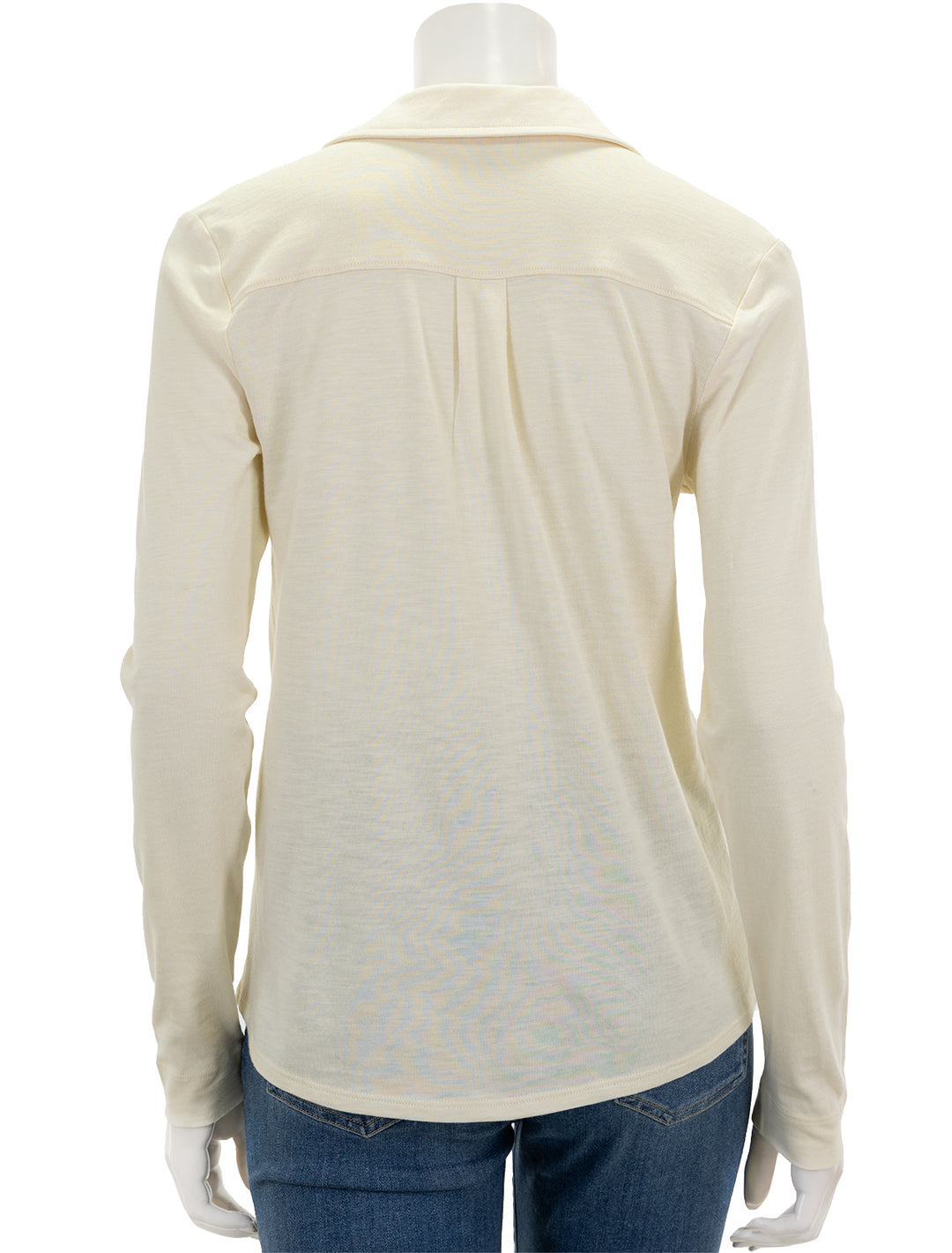 Back view of Lilla P.'s long sleeve buttondown tee in talc.