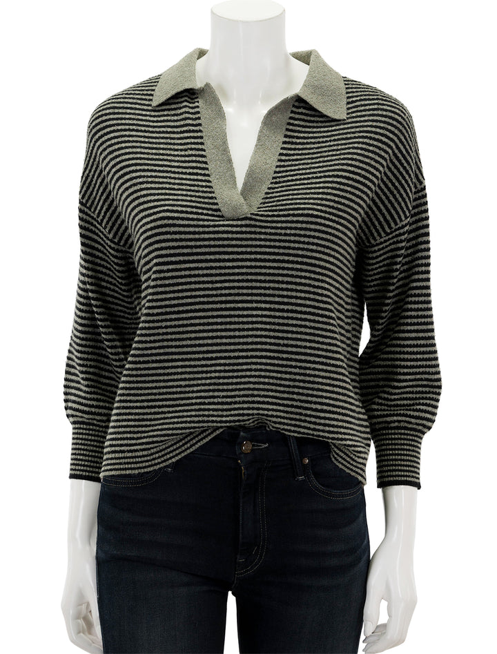 Front view of Lilla P.'s easy polo sweater.
